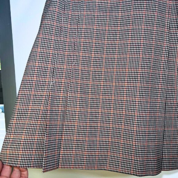 BROOKS BROTHERS Italian Wool Houndstooth Plaid Pleated Estethia Skirt 8 Petite - Picture 7 of 14